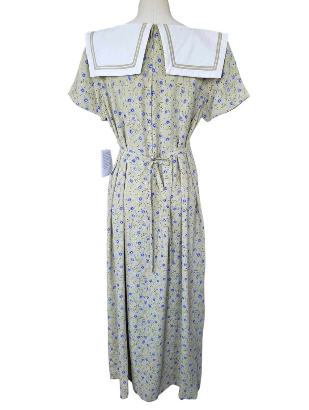 Vintage 1980s Sara Elizabeth Floral Sailor Collar Maxi Dress NWT Womens Size 12 - Picture 6 of 13